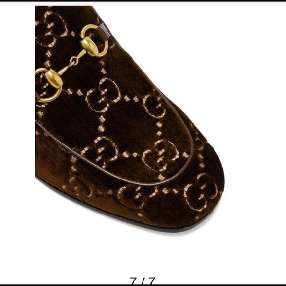 Gucci Princeton Mules Navy Velvet w Gold Horse Bit Buckle & Gucci Gold Logos 7.5 - Picture 16 of 16